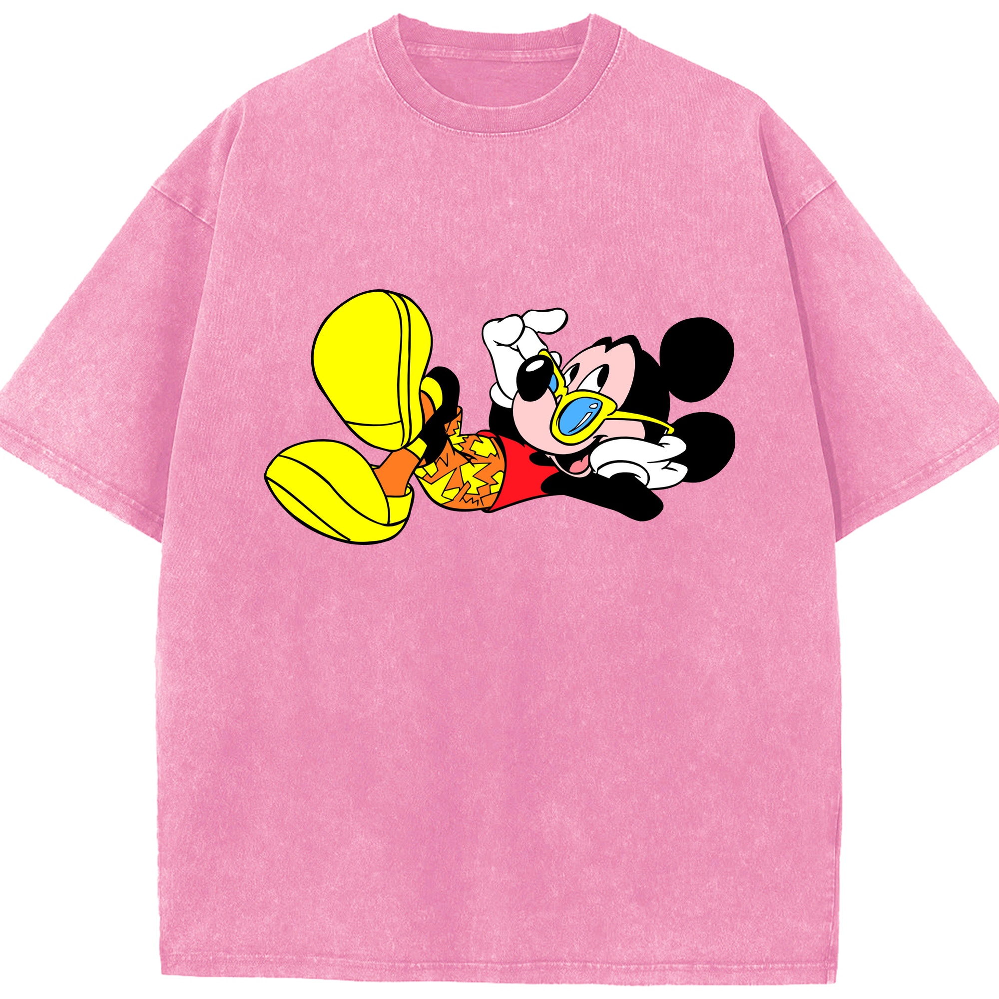 （画像用） ミッキーマウス Mickey Mouse 綿100% ヴィンテージ風 半袖Tシャツ（フロントプリント）